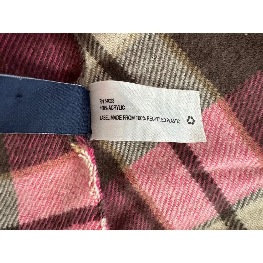 Gap Pink Brown Plaid Womens Rectangle Scarf 24